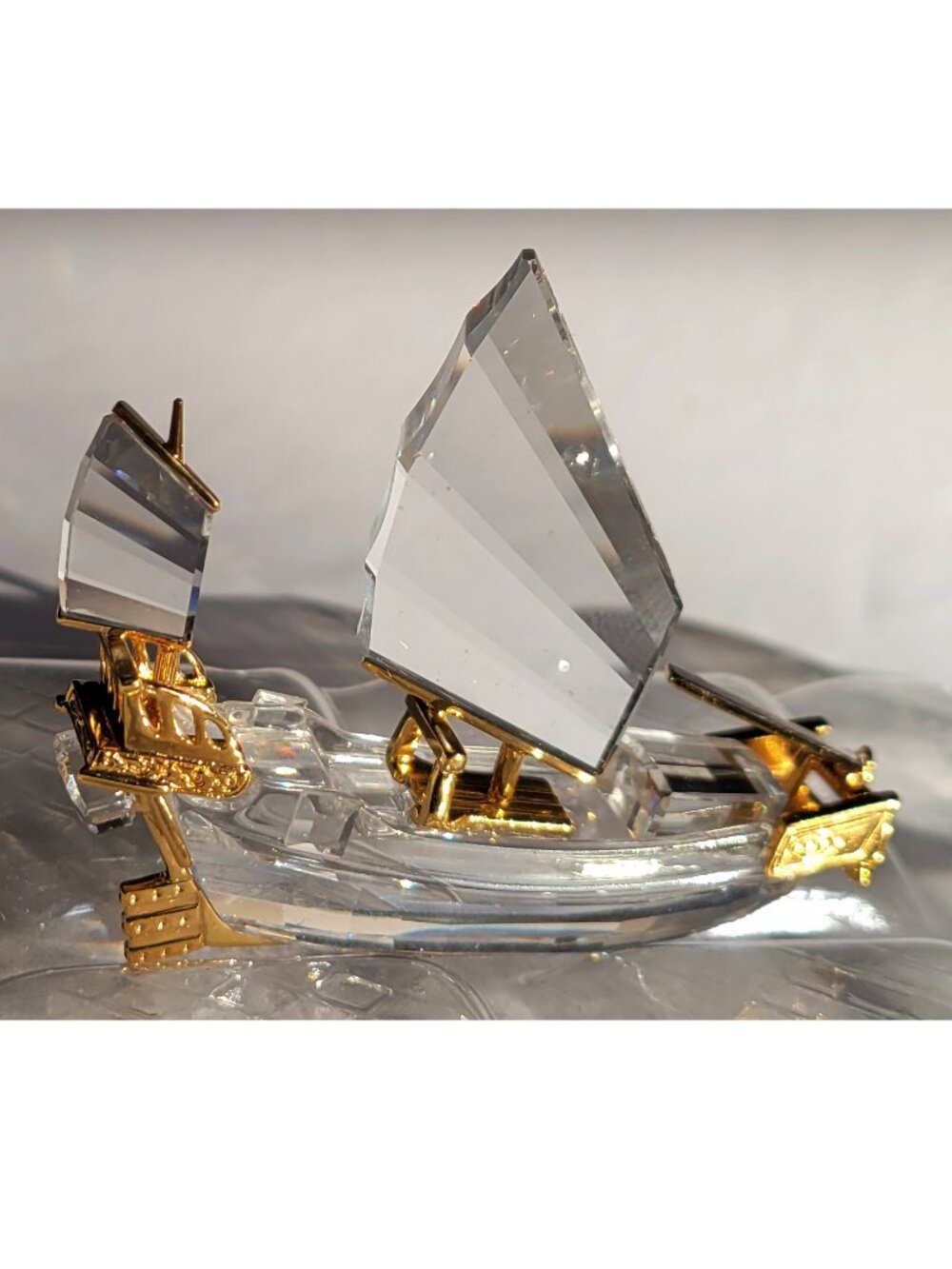 Swarovski Crystal Memories Chinese Junk Ship Gold Trim Sail Boat  272708 ~ AS IS